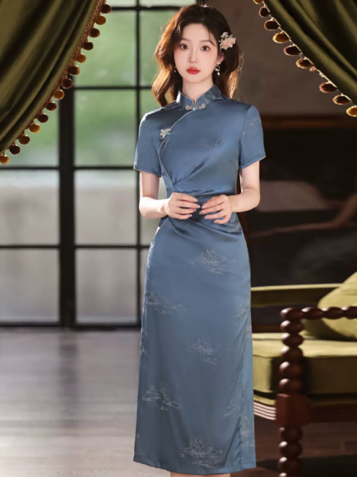 【Hanfu】Moonlit Serenity of Spring Blossoms | Cheongsam/Qipaohan fu Chinese han fu hanfu male tang dynasty clothes chinese hanfu tang dynasty outfits traditiona hanfu dress chinese hanfu chinese style dress dress fashion cheongsam dress q