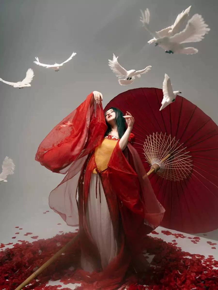 【Hanfu】Red nine - tailed fox|Tang chest - length skirthan fu Chinese han fu hanfu male tang dynasty clothes chinese hanfu tang dynasty outfits traditiona hanfu dress chinese hanfu chinese style dress dress fashion cheongsam dress q