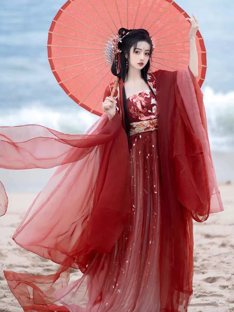 【Hanfu】Red nine - tailed fox|Tang chest - length skirthan fu Chinese han fu hanfu male tang dynasty clothes chinese hanfu tang dynasty outfits traditiona hanfu dress chinese hanfu chinese style dress dress fashion cheongsam dress q