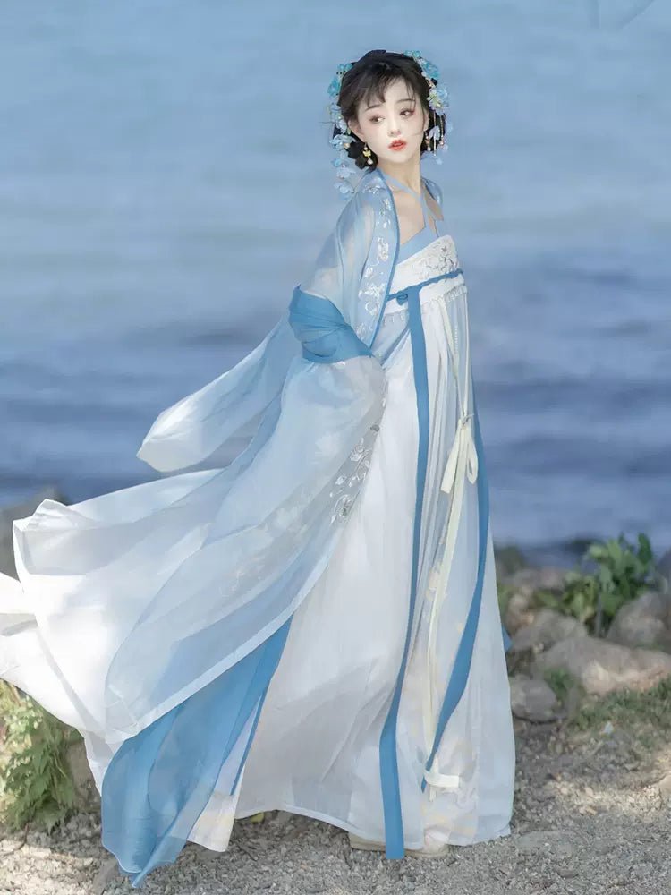 【Hanfu】Sound of The Blue Sea Tide|Tang Chest - Length skirthan fu Chinese han fu hanfu male tang dynasty clothes chinese hanfu tang dynasty outfits traditiona hanfu dress chinese hanfu chinese style dress dress fashion cheongsam dress q