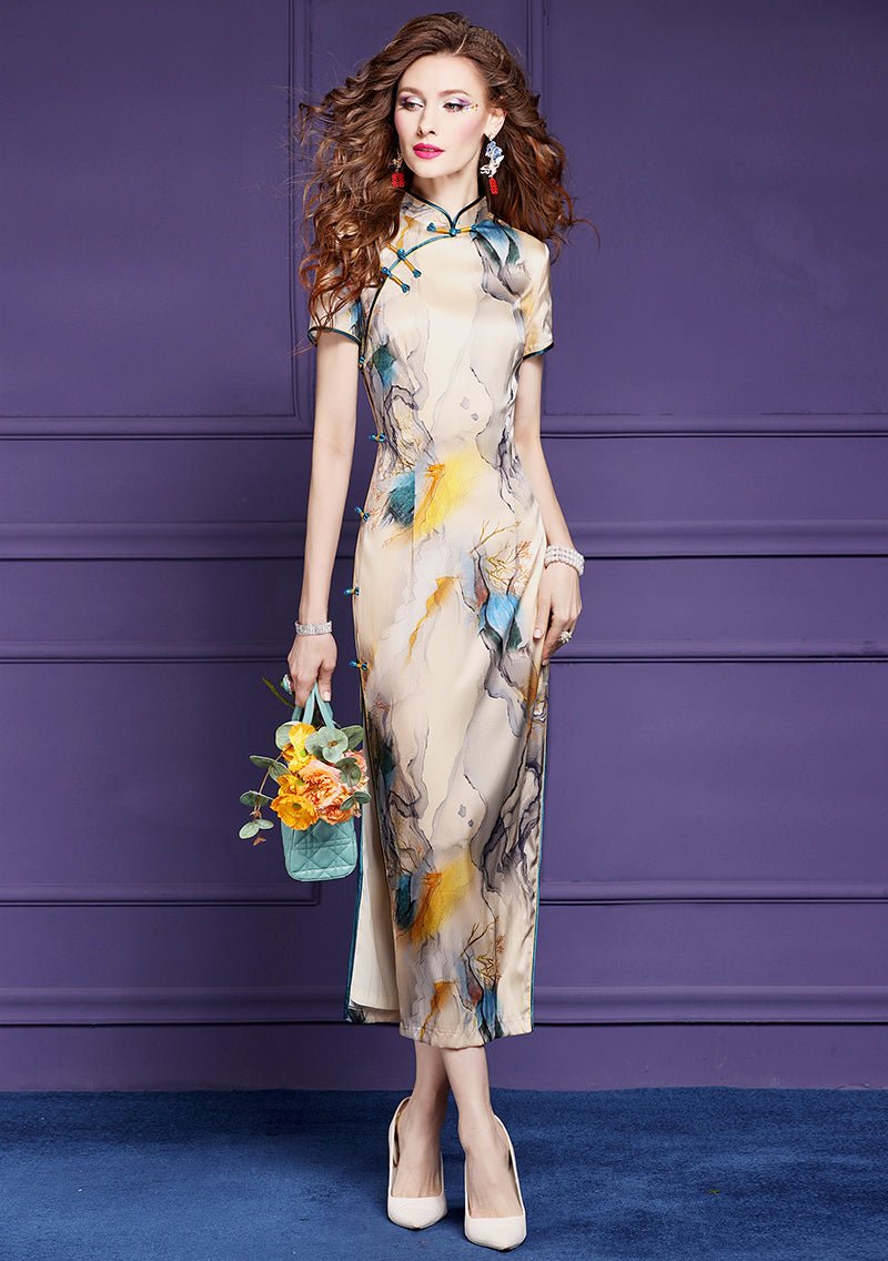 【Hanfu】Sunset Marble Elegance | Cheongsam/Qipaohan fu Chinese han fu hanfu male tang dynasty clothes chinese hanfu tang dynasty outfits traditiona hanfu dress chinese hanfu chinese style dress dress fashion cheongsam dress q