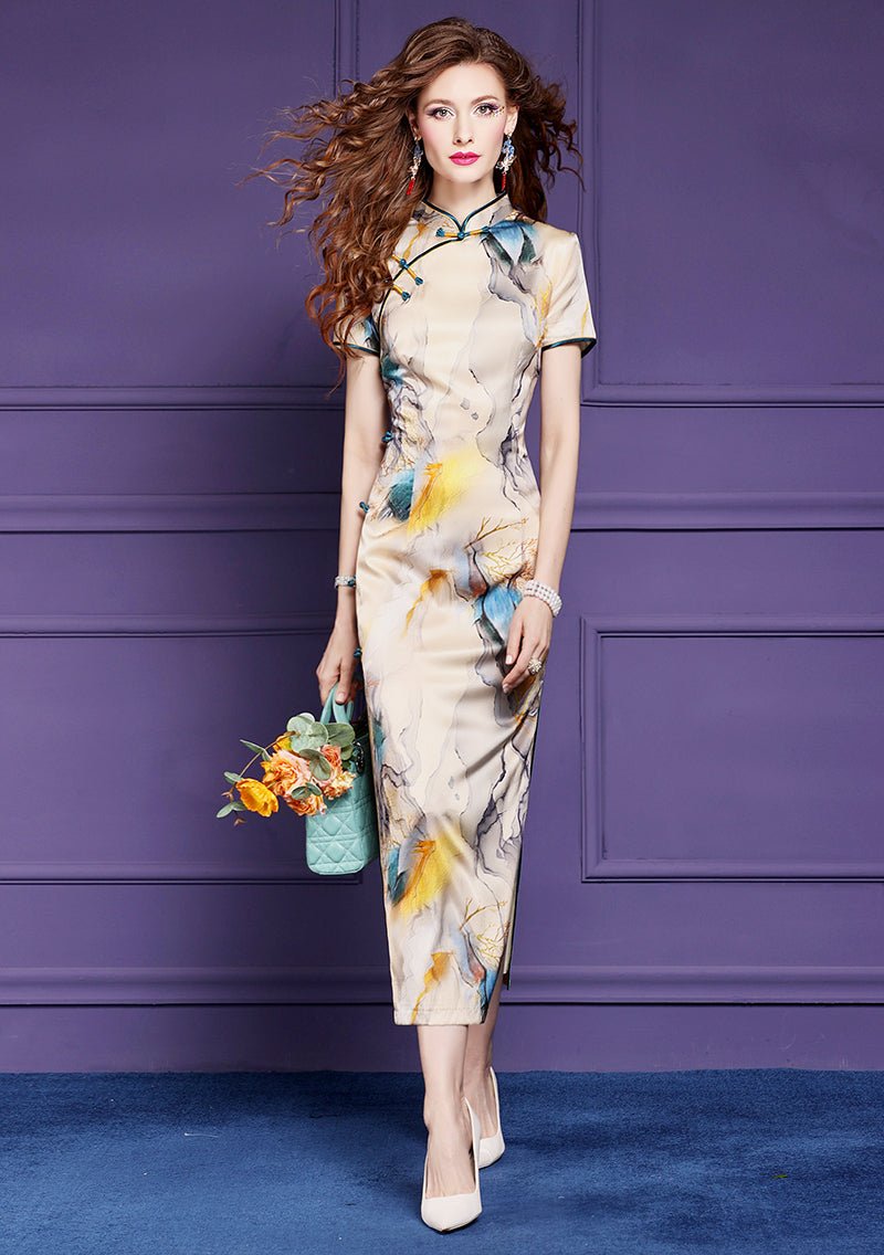 【Hanfu】Sunset Marble Elegance | Cheongsam/Qipaohan fu Chinese han fu hanfu male tang dynasty clothes chinese hanfu tang dynasty outfits traditiona hanfu dress chinese hanfu chinese style dress dress fashion cheongsam dress q