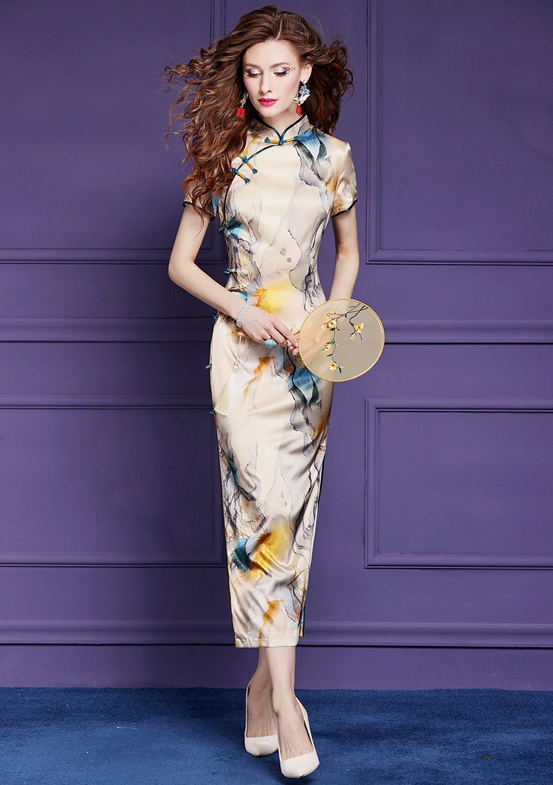 【Hanfu】Sunset Marble Elegance | Cheongsam/Qipaohan fu Chinese han fu hanfu male tang dynasty clothes chinese hanfu tang dynasty outfits traditiona hanfu dress chinese hanfu chinese style dress dress fashion cheongsam dress q