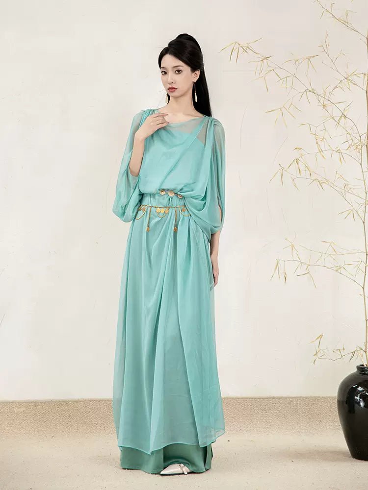 【Hanfu】The ethereal turquoise|Modern three - piece sethan fu Chinese han fu hanfu male tang dynasty clothes chinese hanfu tang dynasty outfits traditiona hanfu dress chinese hanfu chinese style dress dress fashion cheongsam dress q