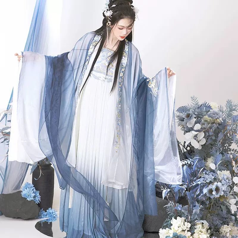 【Hanfu】The moon is cold|Tang Embroidered large - sleeved shirt & skirthan fu Chinese han fu hanfu male tang dynasty clothes chinese hanfu tang dynasty outfits traditiona hanfu dress chinese hanfu chinese style dress dress fashion cheongsam dress q