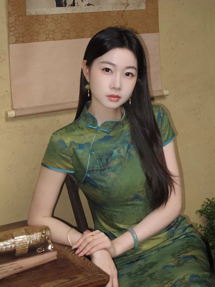 【Hanfu】Verdant Serenity | Cheongsam/Qipaohan fu Chinese han fu hanfu male tang dynasty clothes chinese hanfu tang dynasty outfits traditiona hanfu dress chinese hanfu chinese style dress dress fashion cheongsam dress q