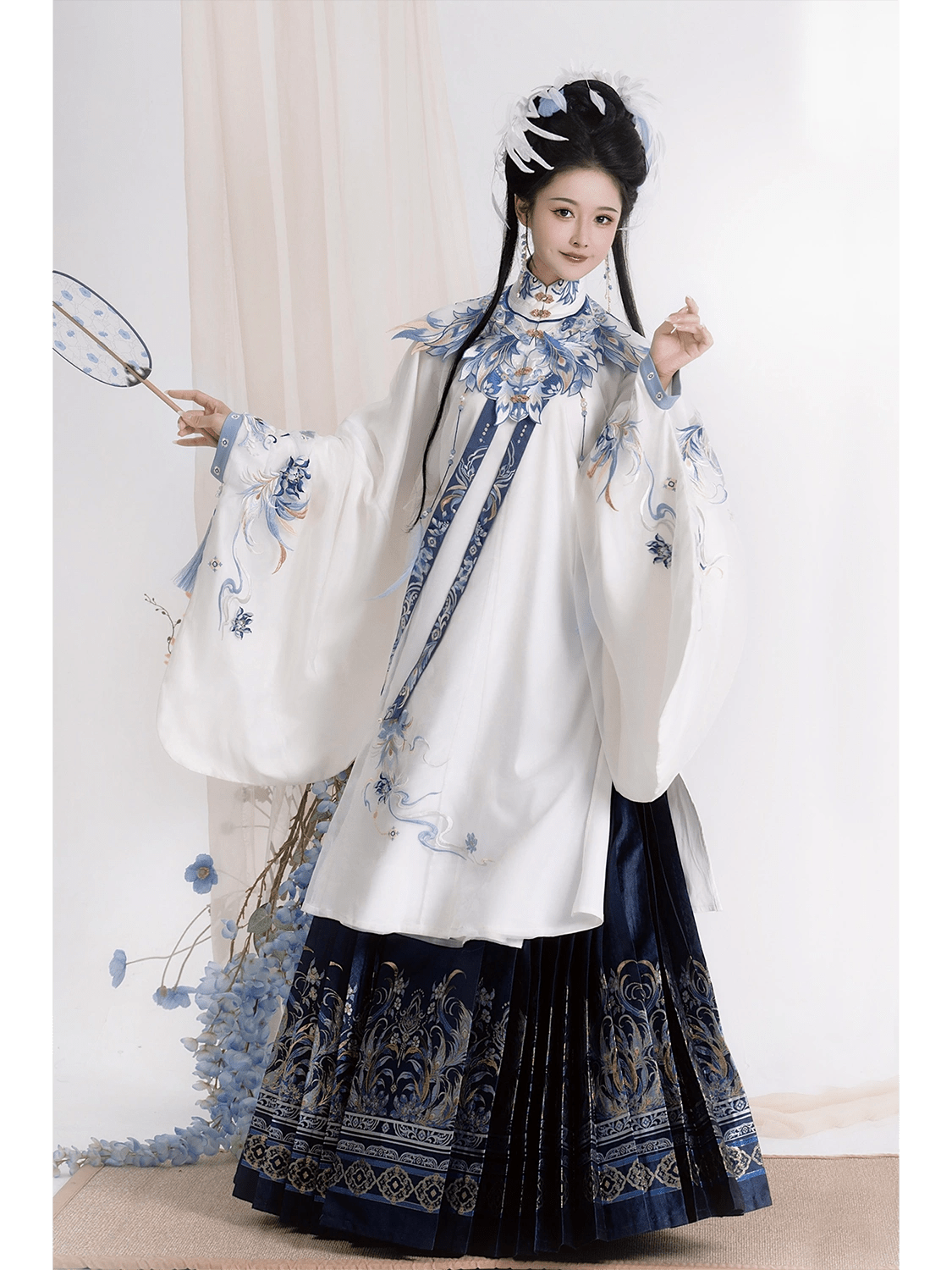 【Hanfu】Whispers of Blue Petals | Ming Style Hanfuhan fu Chinese han fu hanfu male tang dynasty clothes chinese hanfu tang dynasty outfits traditiona hanfu dress chinese hanfu chinese style dress dress fashion cheongsam dress q